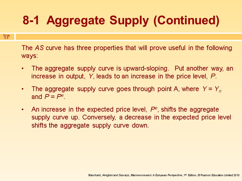 The AS curve has three properties that will prove useful in the following ways: